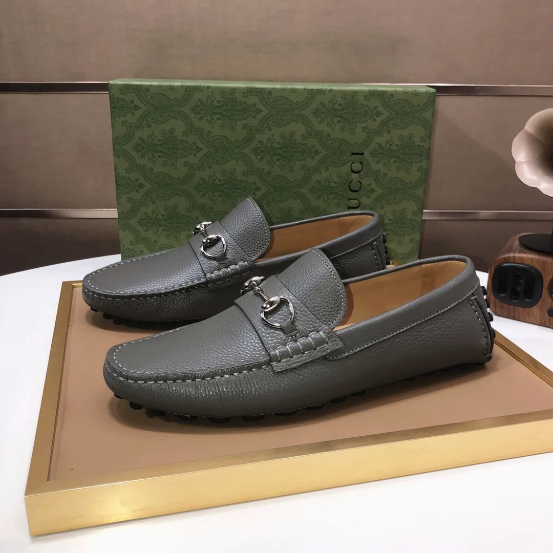 Men's Men's Shoes💰420💰[Gucci GUCCI] (High-end Niuli) New 🍀Gucci*-Gucci Peas Shoes! Made of imported original cowhide, the inner top layer is comfortable cowhide lining! Original wear-resistant rubber outsole! High quality products! Code number 38-44!